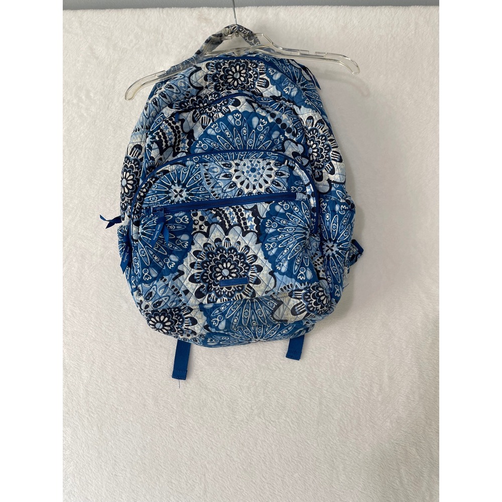 Vera Bradley Blue Star Medallion Quilted Cotton Campus Backpack Bag